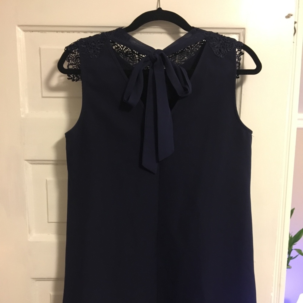 Navy dress with lace detailing